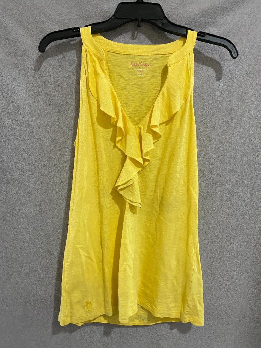 Lilly Pulitzer Yellow Pima Cotton Ruffle V-Neck Tank Top Women’s M